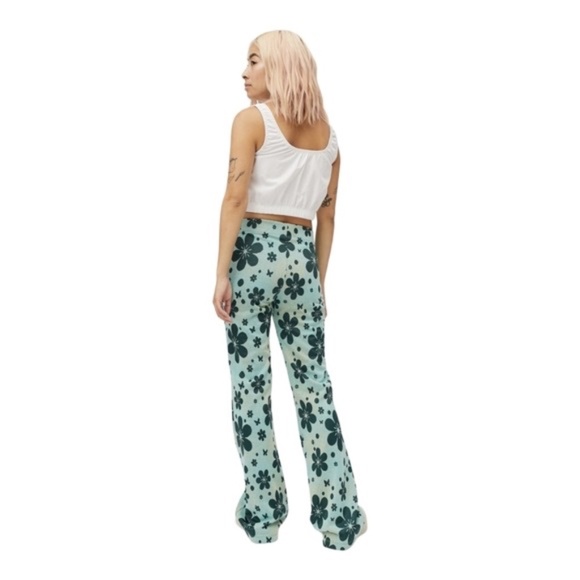 UO Urban Outfitters Bryn Retro Floral Print Pull-On Flare Pants Vintage Size S-P - Picture 14 of 15